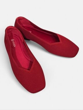 Vivaia Margot 2.0 Square Toe V-Cut Knit Flats Loafers Sz.43